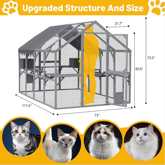 Waterproof Outdoor Cat House & Fence