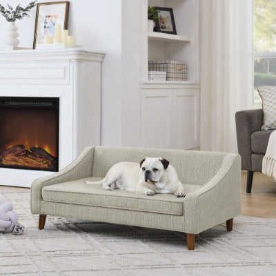 Durable Elevated Dog Sofa Bed with Modern Armrest – Soft & Comfortable