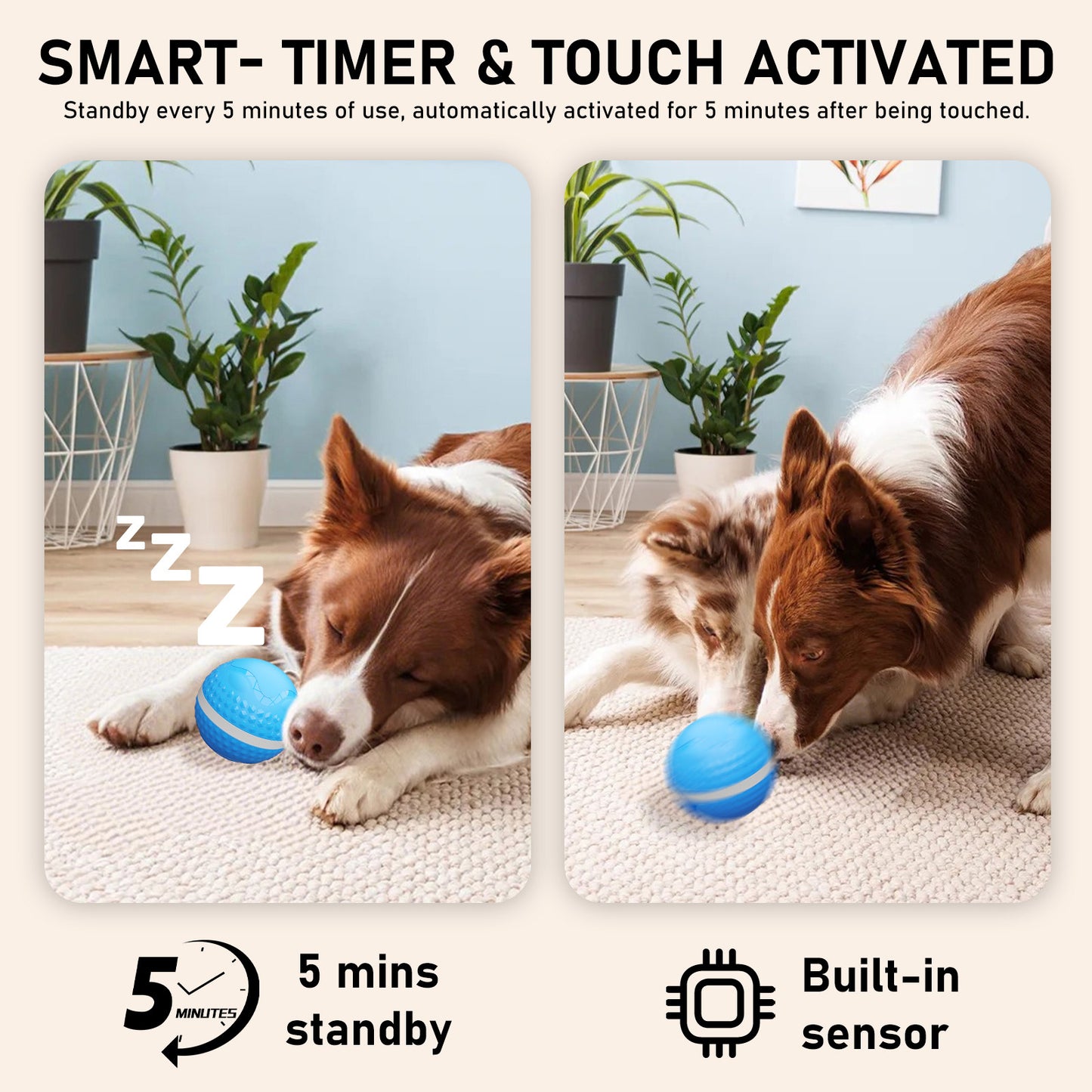 Smart Interactive Dog Toy – Motion-Activated Rolling Ball with Lights