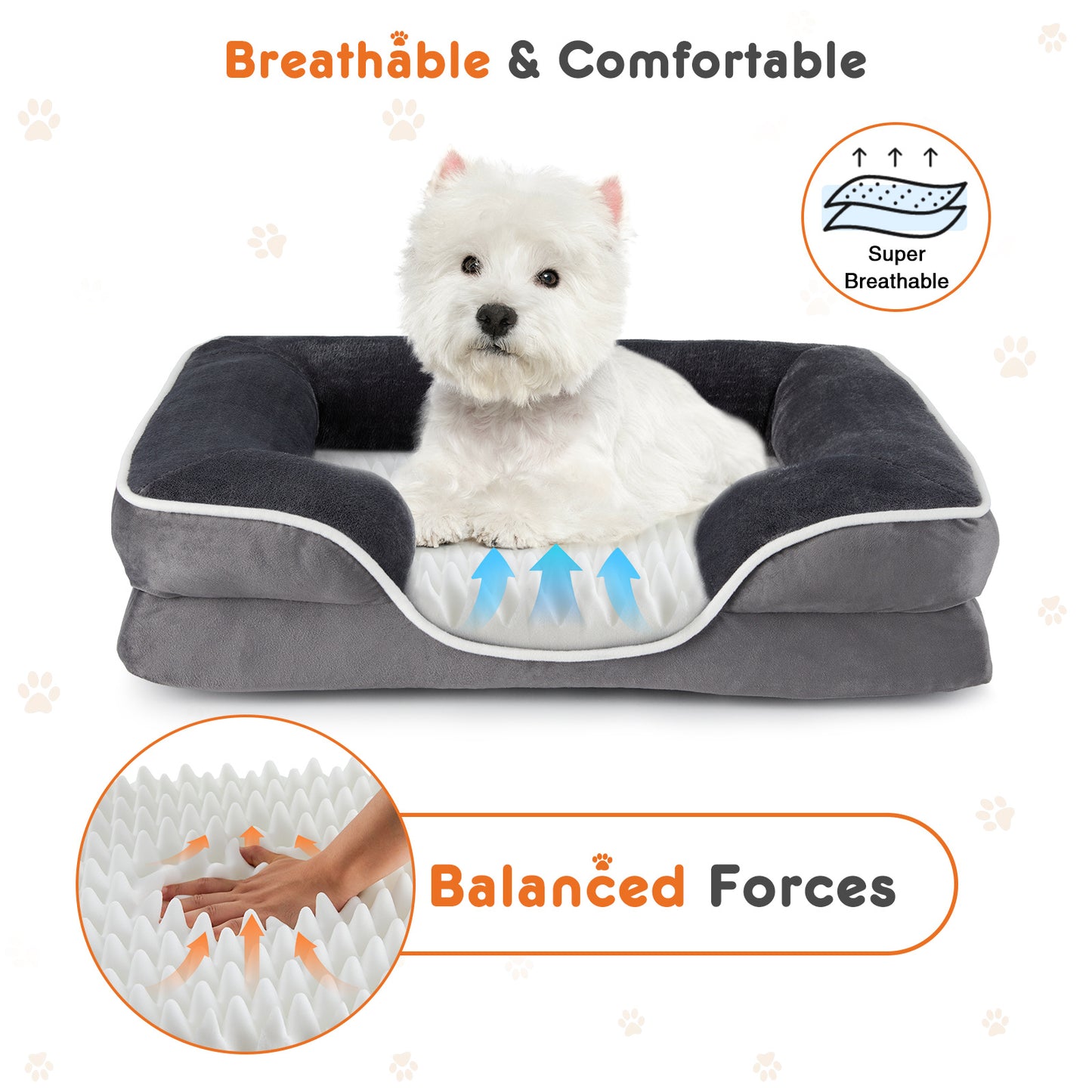 Memory Foam Pet Bed with Washable Cover & Non-Slip Base