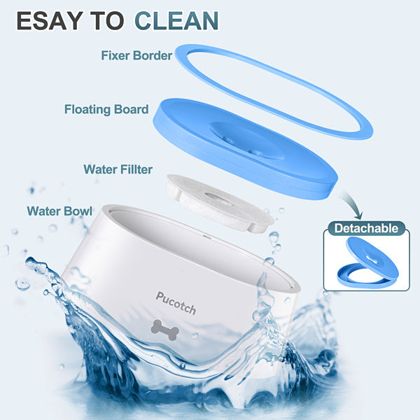 2L Splash-Proof Pet Water Bowl with Filter