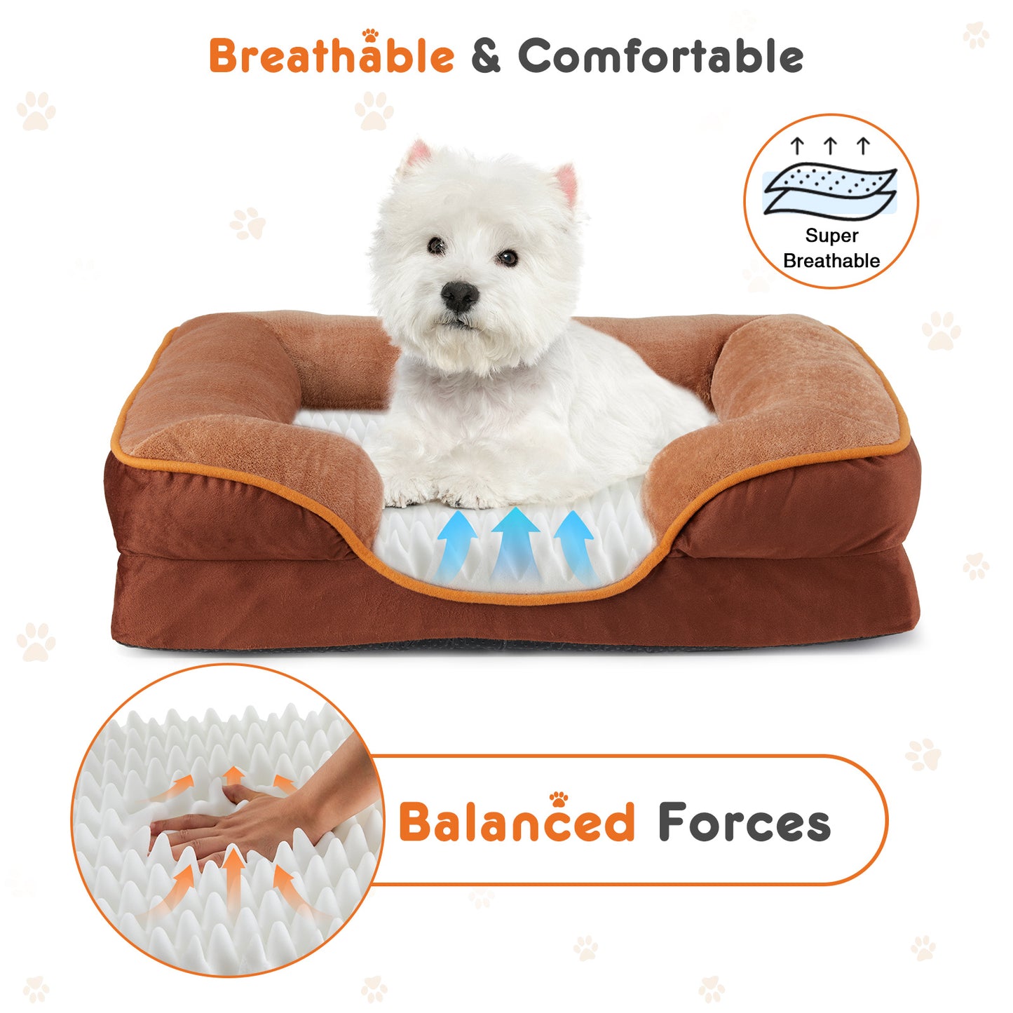 Memory Foam Pet Bed with Washable Cover & Non-Slip Base