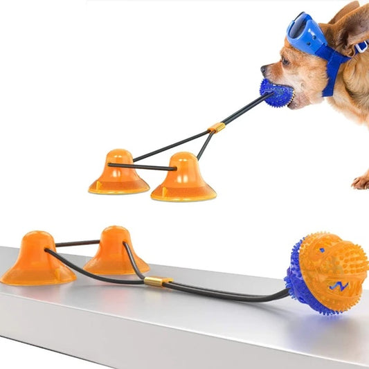 Dog Suction Cup Toy – Durable Rubber Ball for Tug, Chew & Play