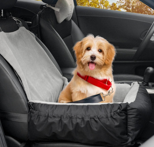 Dog Car Seat – Booster with Storage & Safety Leash
