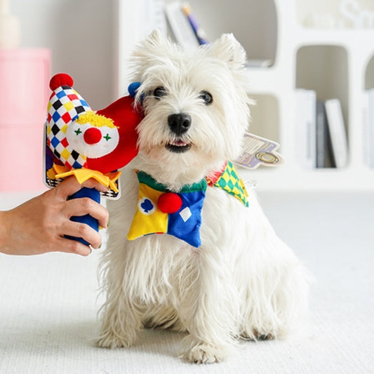 Interactive Plush Dog Toy Bundle - Clown Wobble Hammer & Bunny Squeeze Hat 2-Pack