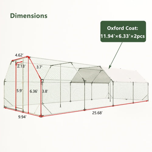 Galvanized Metal Chicken Coop Cage Poultry Run
