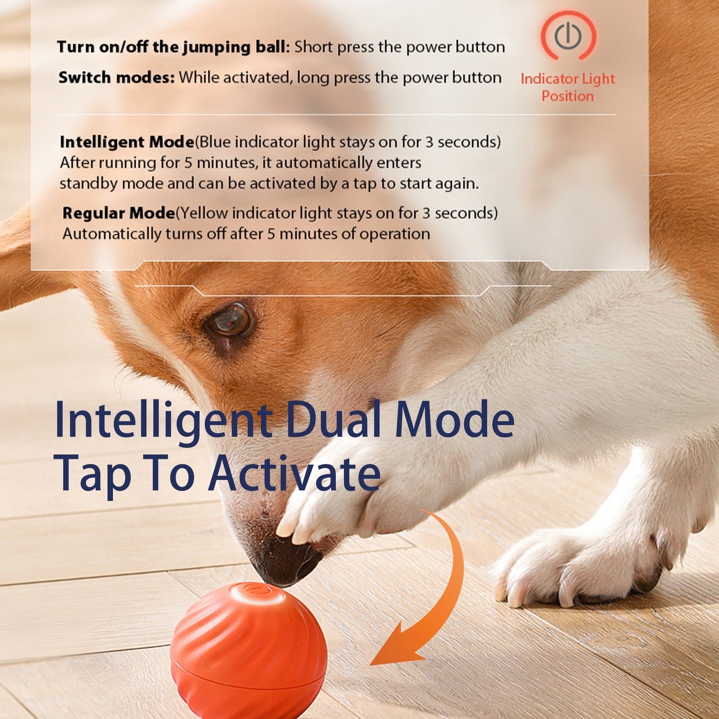 Smart Bouncing Dog Toy – USB Rechargeable, Self-Moving, Quiet & Fun Interactive Ball