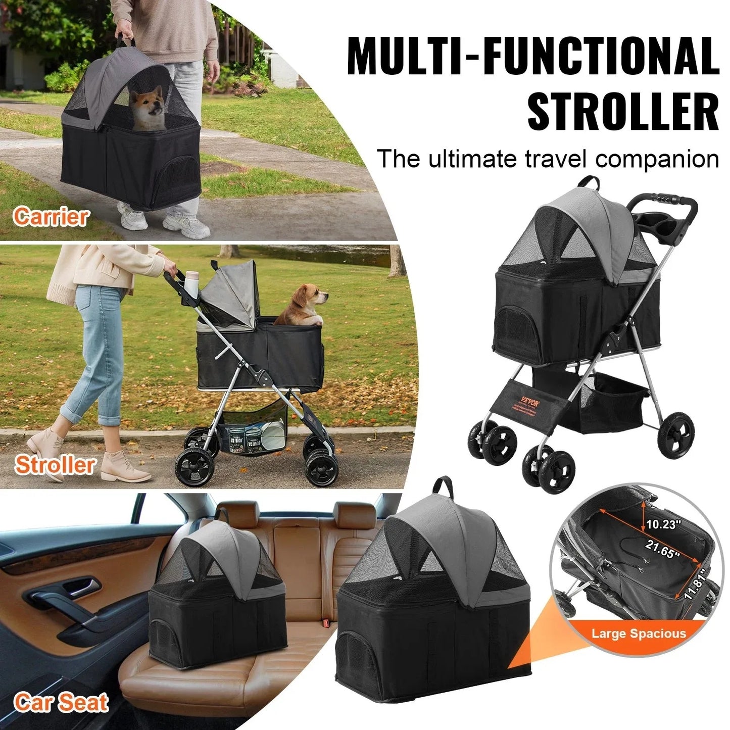 VEVOR 4-Wheel Dog Stroller