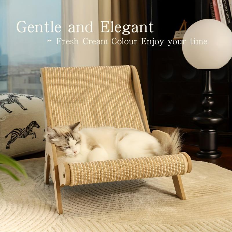 Cat Hammock & Scratching Post – 2-in-1 Pet Rest Chair with Durable Linen Rope