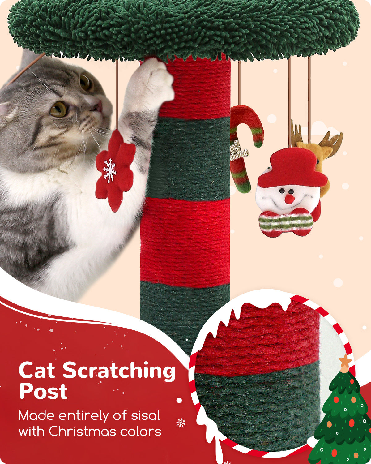 Christmas Style Cat Scratch Post