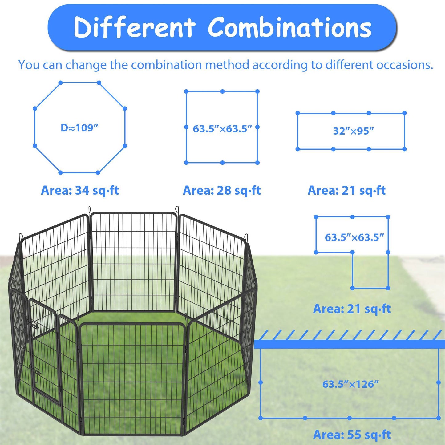 Dog Playpen | Outdoor Dog Fence & Kennel for Large Dogs