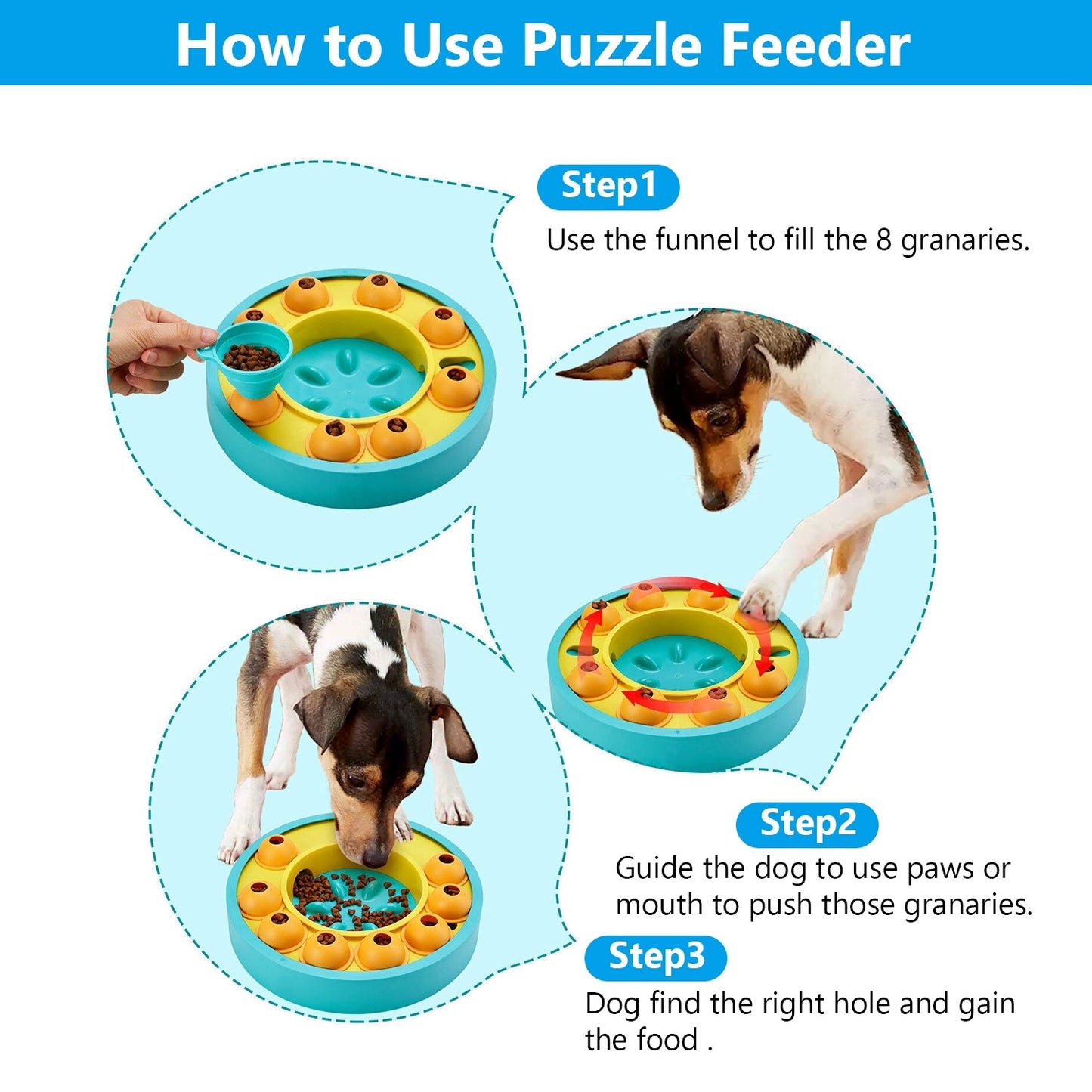 Dog Puzzle Slow Feeder Bowl – Interactive Treat Dispensing Toy