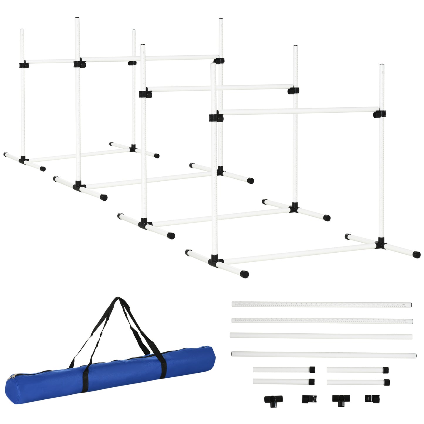 4-Piece Dog Agility Training Set with Adjustable Jumping Poles