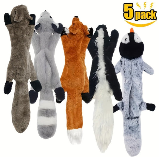 5-Pack Squeaky Plush Dog Toys – Soft Chew & Crinkle for Medium/Large Dogs