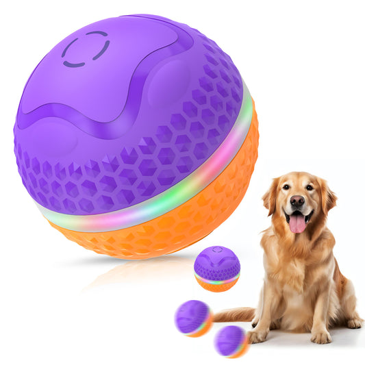 Interactive Automatic Rolling Dog Toy – LED Flash, USB Rechargeable Ball for Medium & Large Dogs