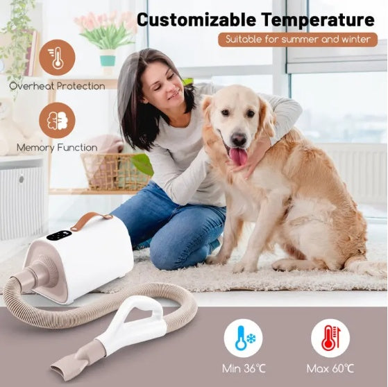 Dog & Cat Hair Blower with Negative Ion & Adjustable Temperature
