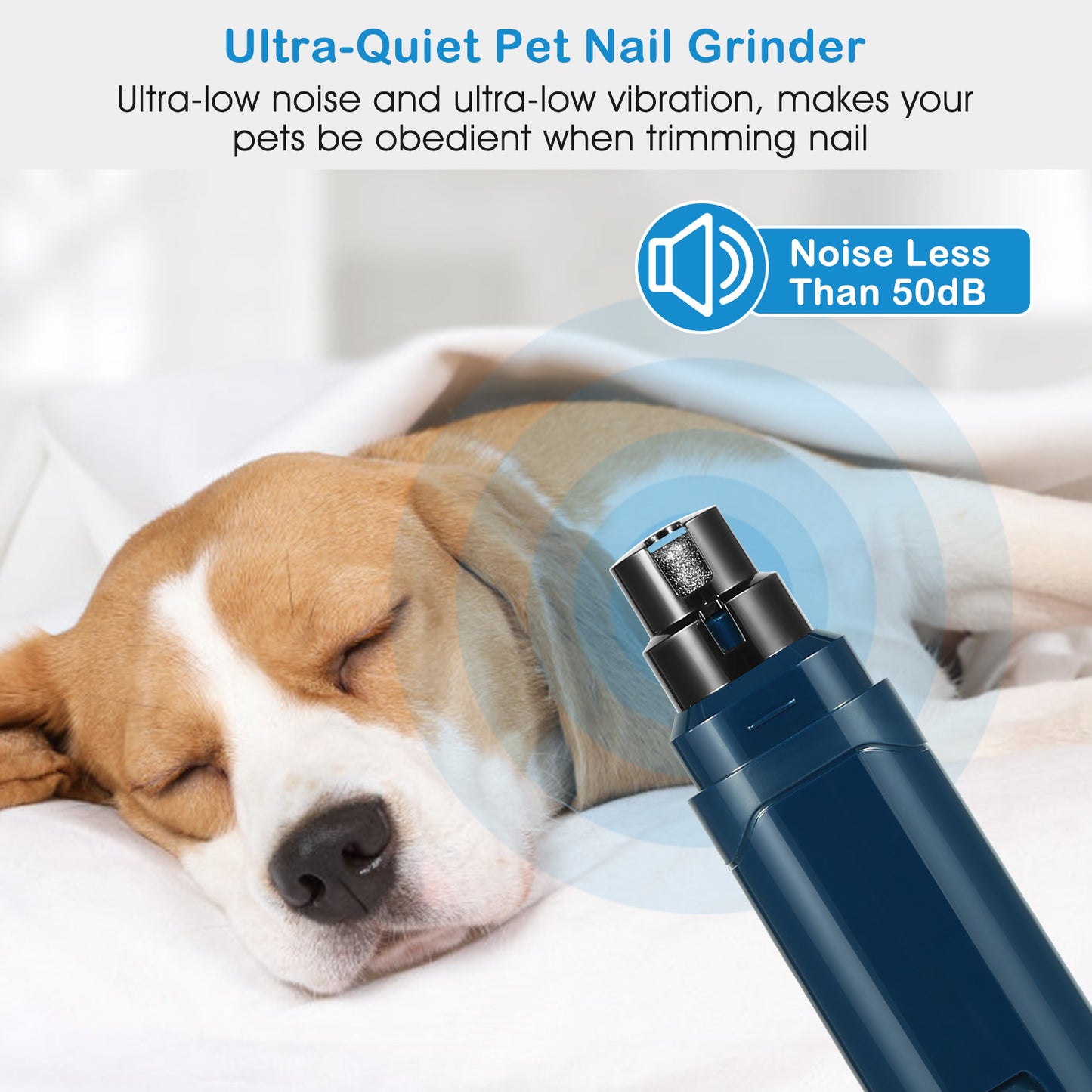 Dog & Cat Nail Grinder – 2 Speeds, Quiet, Cordless