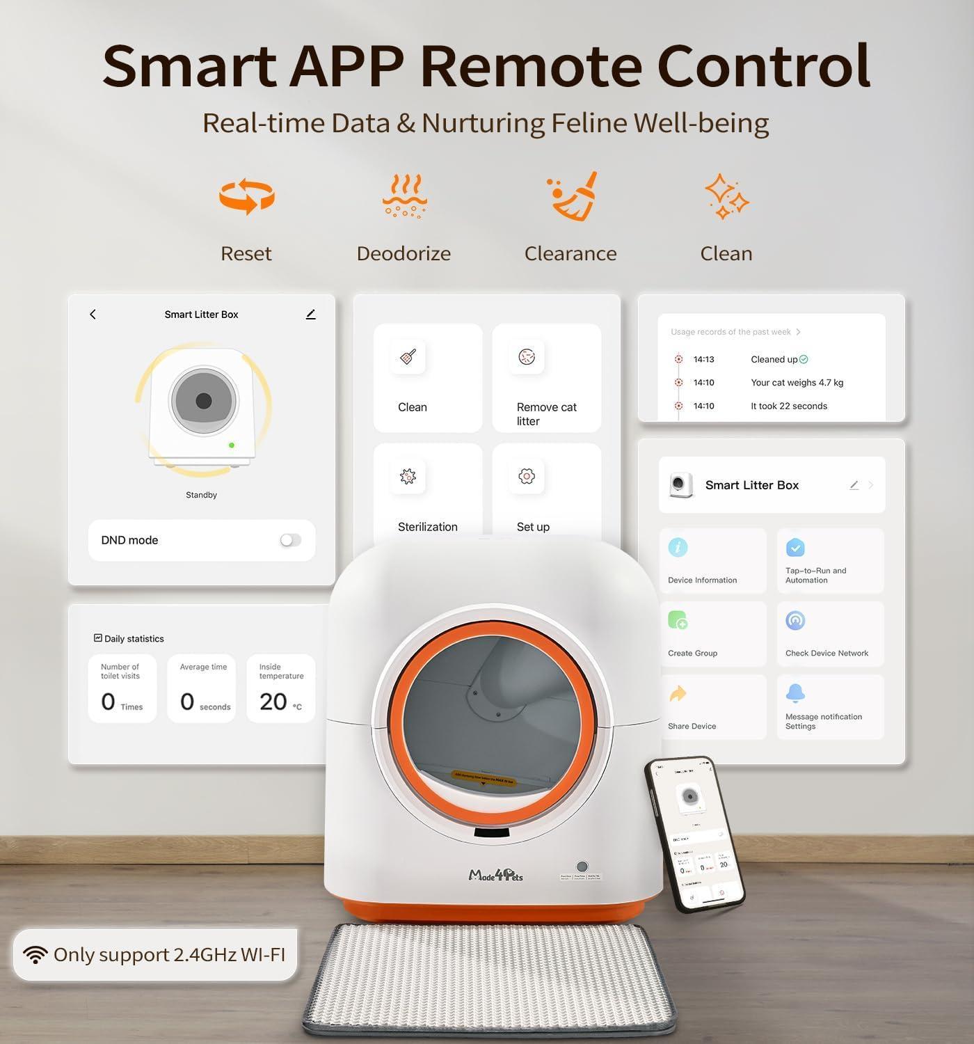 Smart 60L Automatic Cat Litter Box – App Control & Deodorizing