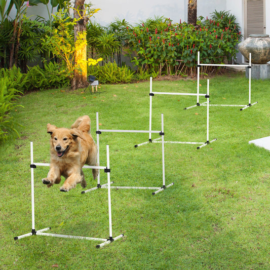 4-Piece Dog Agility Training Set with Adjustable Jumping Poles