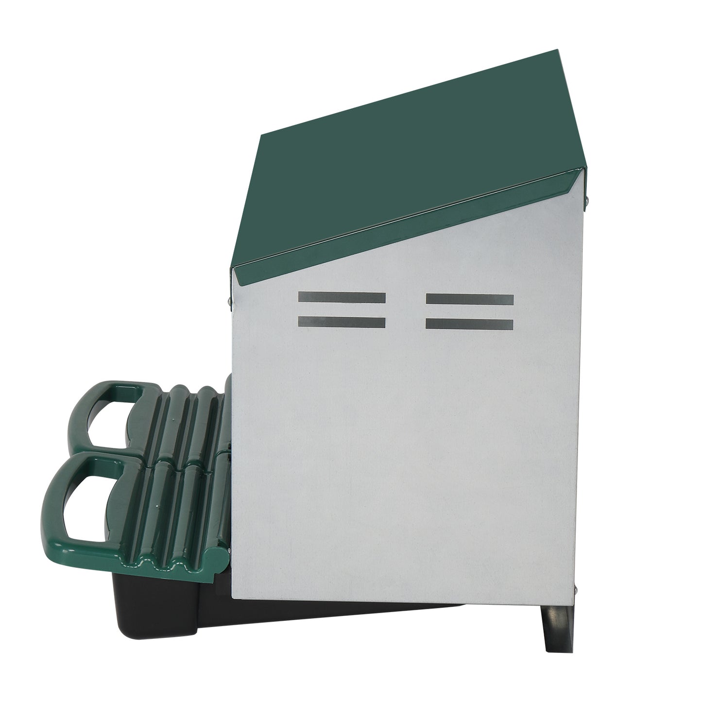 Pitched Roof House Iron-plastic Green Chicken Feeding Trough