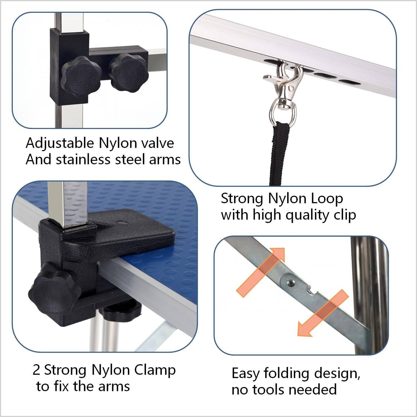 Stainless Steel Folding Dog Grooming Table – Heavy Duty & Portable