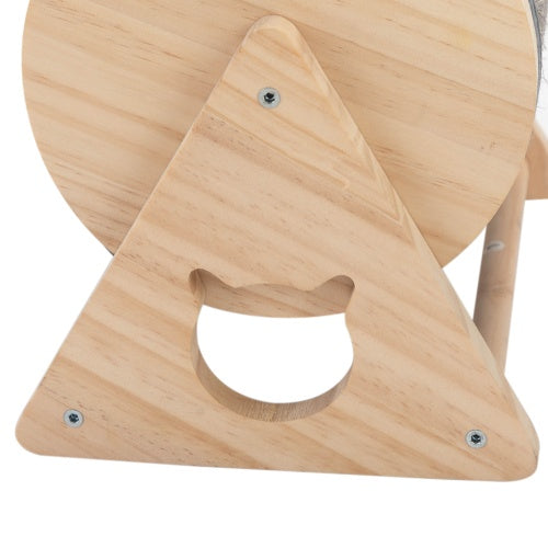 Wooden Cat Scratch Post – 360° Rotating Cat Toy With Bell