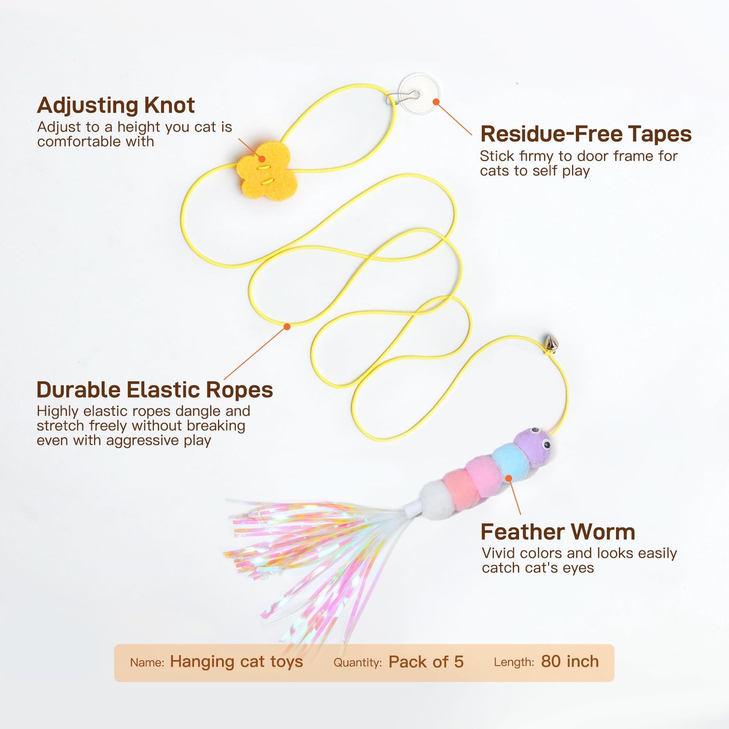 Interactive Cat Feather Toys 5 Pcs For Mental And Physical Stimulation