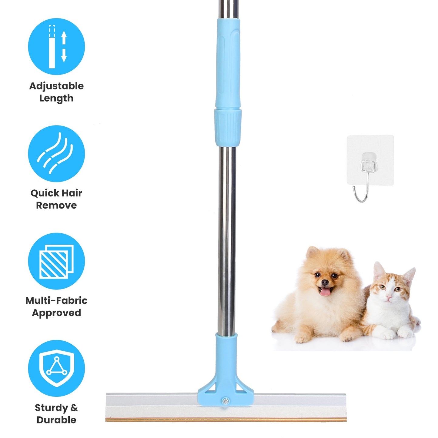 Adjustable Pet Hair Removal Rake – Telescopic Lint & Hair Scraper for Dogs & Cats