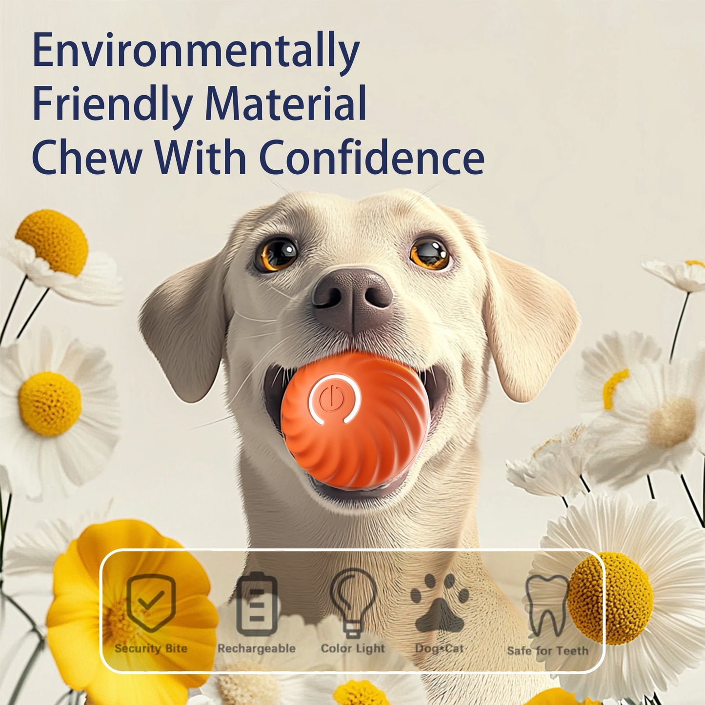 Smart Bouncing Dog Toy – USB Rechargeable, Self-Moving, Quiet & Fun Interactive Ball