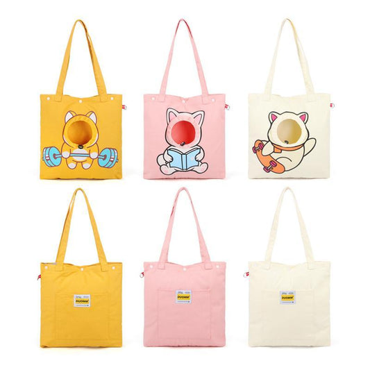 Pet Canvas Shoulder Bag – Cute Animal Shaped Carrier for Cats & Dogs