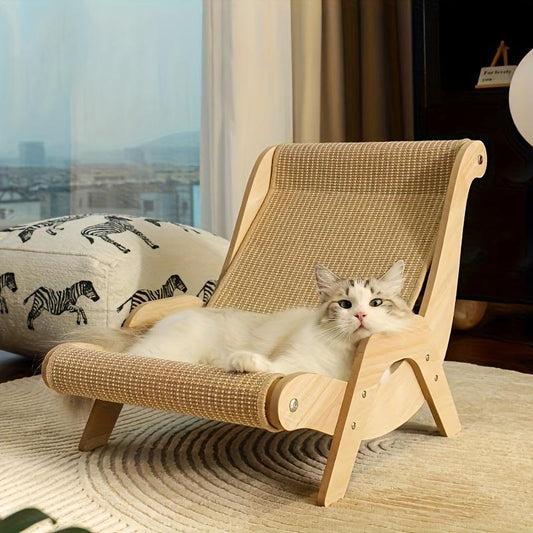 Cat Hammock & Scratching Post – 2-in-1 Pet Rest Chair with Durable Linen Rope