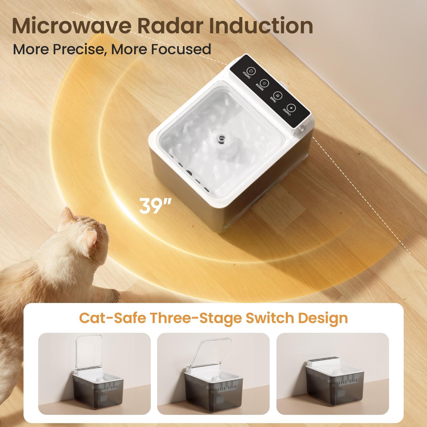 Wireless Charging Stainless Steel Automatic Cat Water Fountain