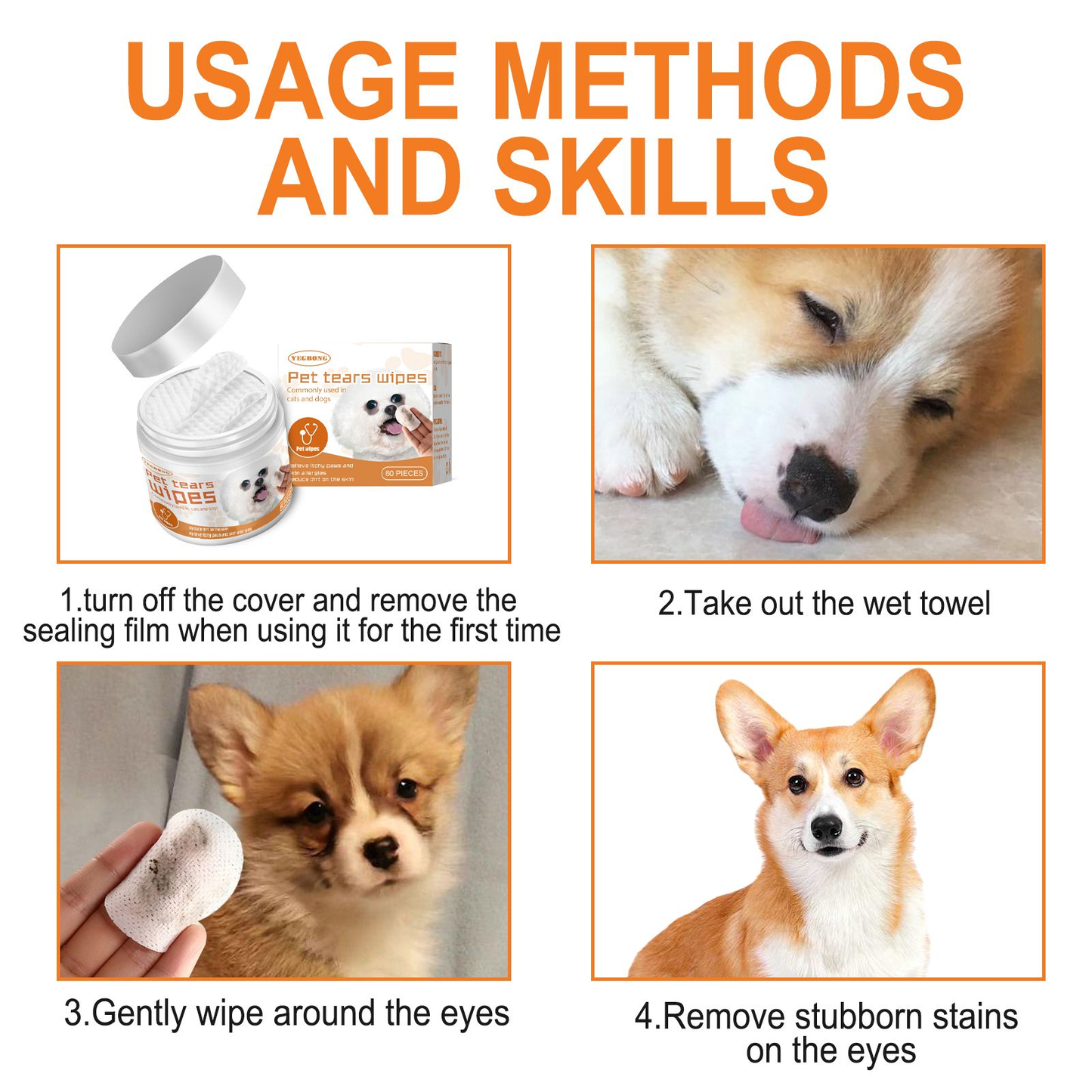 Pet Eye Wipes – Tear Stain & Dirt Removal for Dogs & Cats