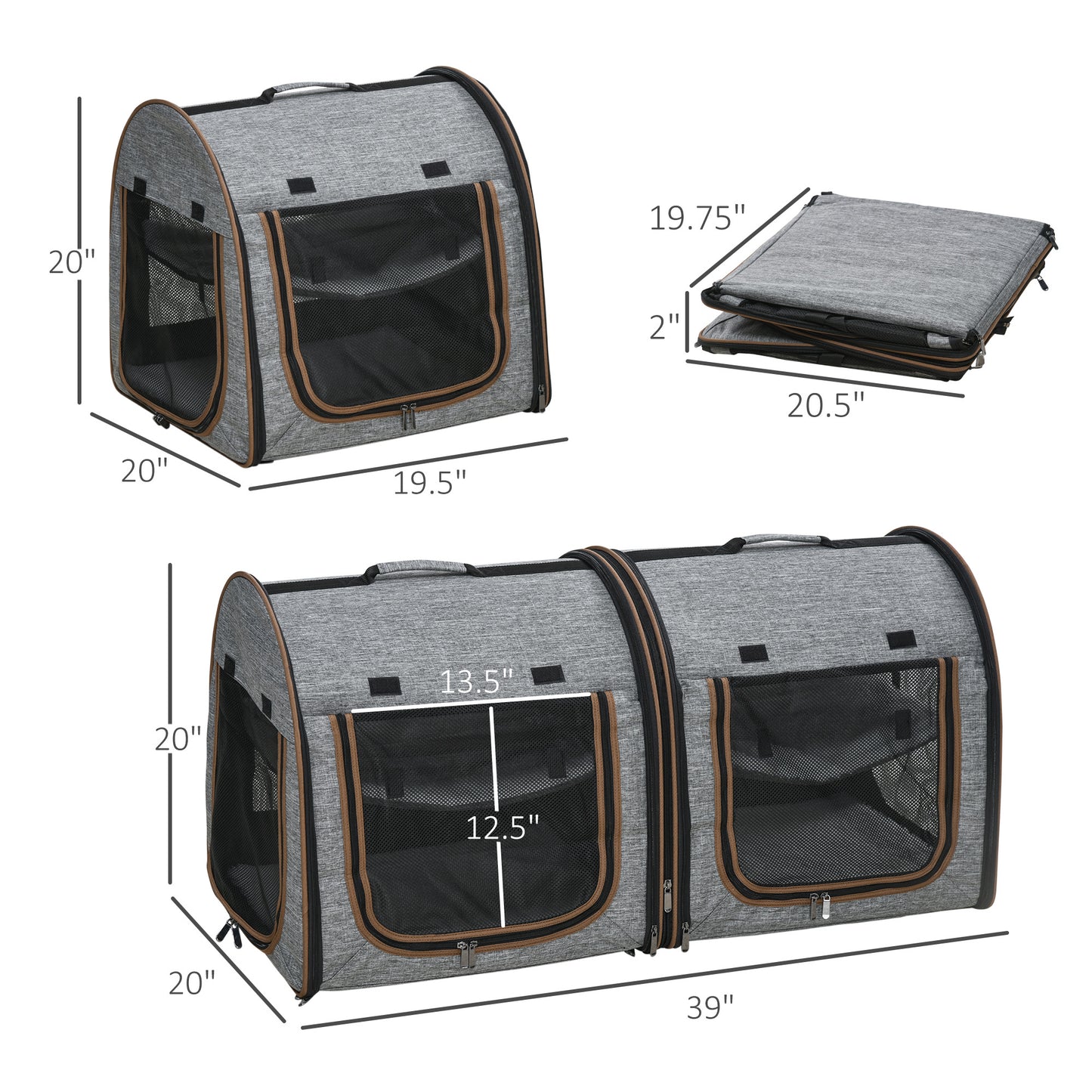 Portable Soft-Sided Pet Carrier with Divider