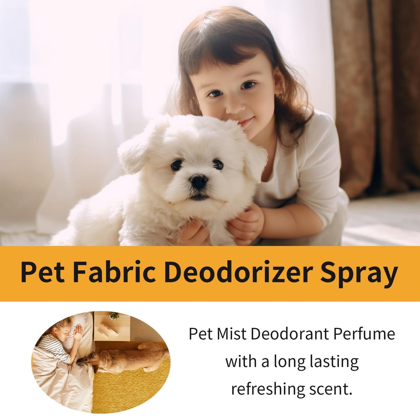 Yegbong Pet Fabric Deodorizer Spray – Long-lasting Indoor Pet Odor & Air Freshener