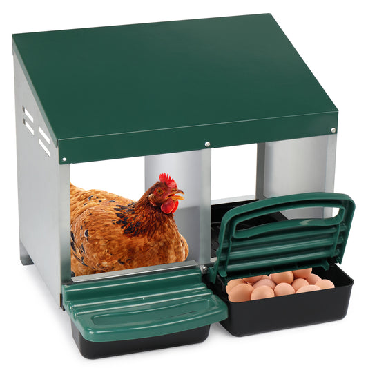 Pitched Roof House Iron-plastic Green Chicken Feeding Trough