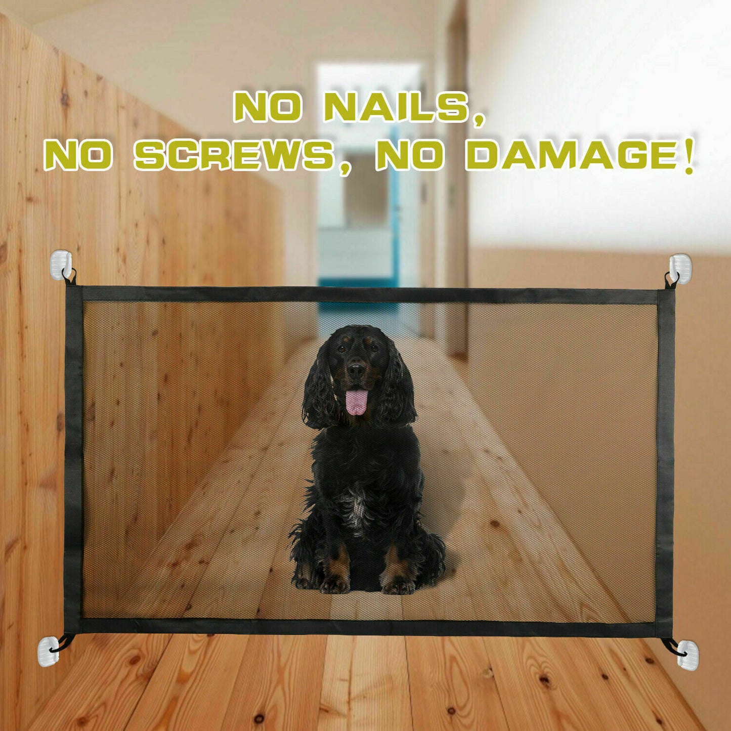 Pet Safety Gate – Portable Mesh Fence for Doors & Stairs