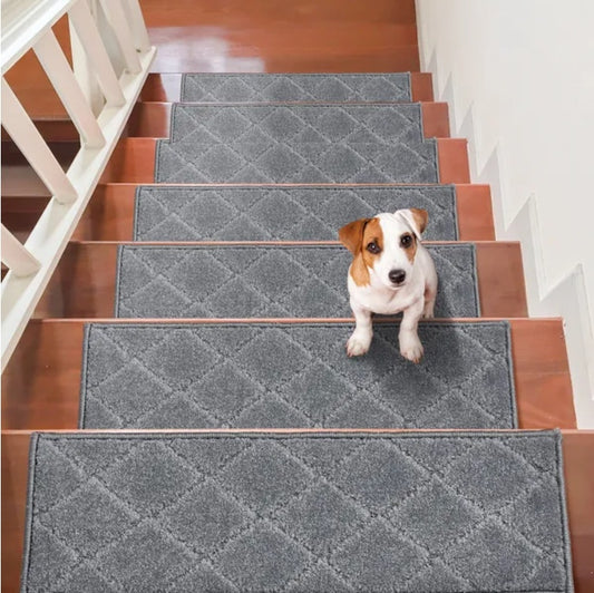 VEVOR Non-Slip Stair Treads, 9x28, Indoor Carpet Runner for Wood Steps, 15 Pcs, Gray