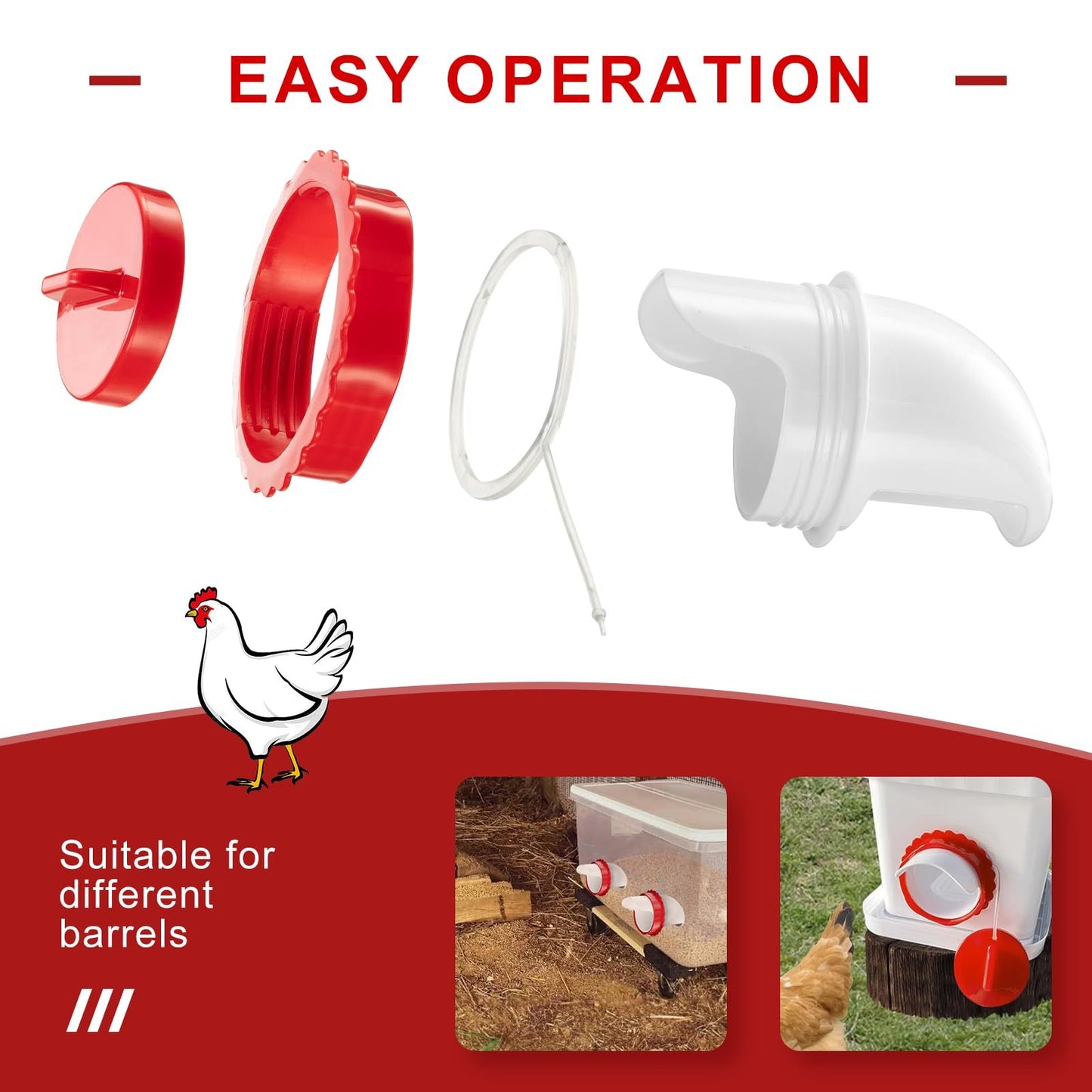 Automatic 6pcs Chicken Feeders & Waterers Set – Rainproof Poultry Kit