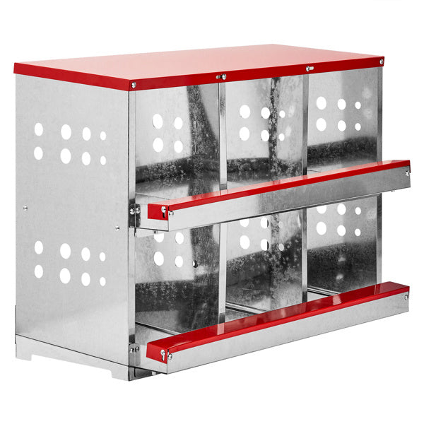 Compact 6-Compartment Red Iron Pet House with Sloping Roof