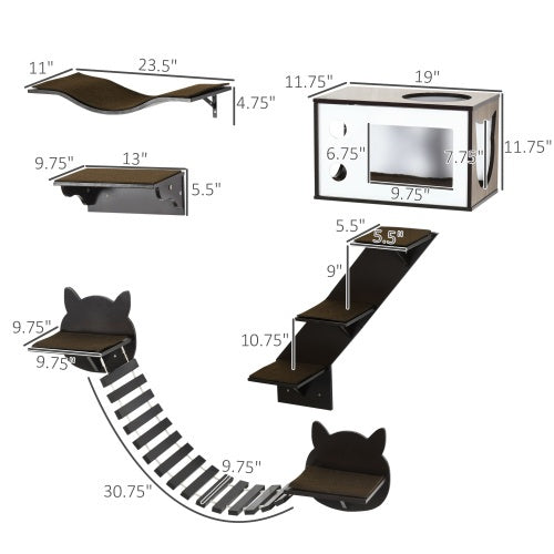 PawHut Wall - Mounted Cat Tree