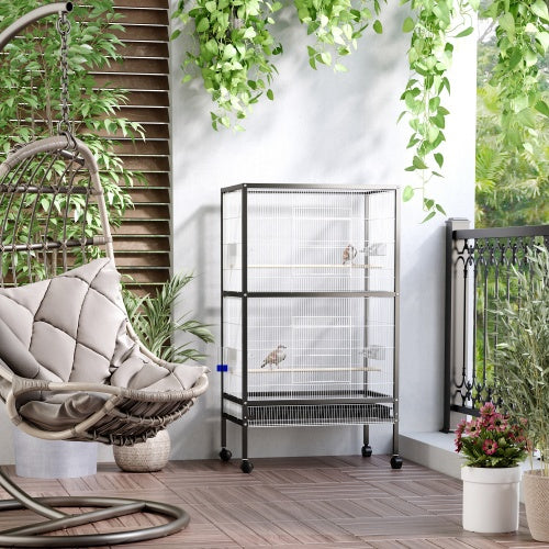 PawHut 54" Rolling Bird Cage with Accessories