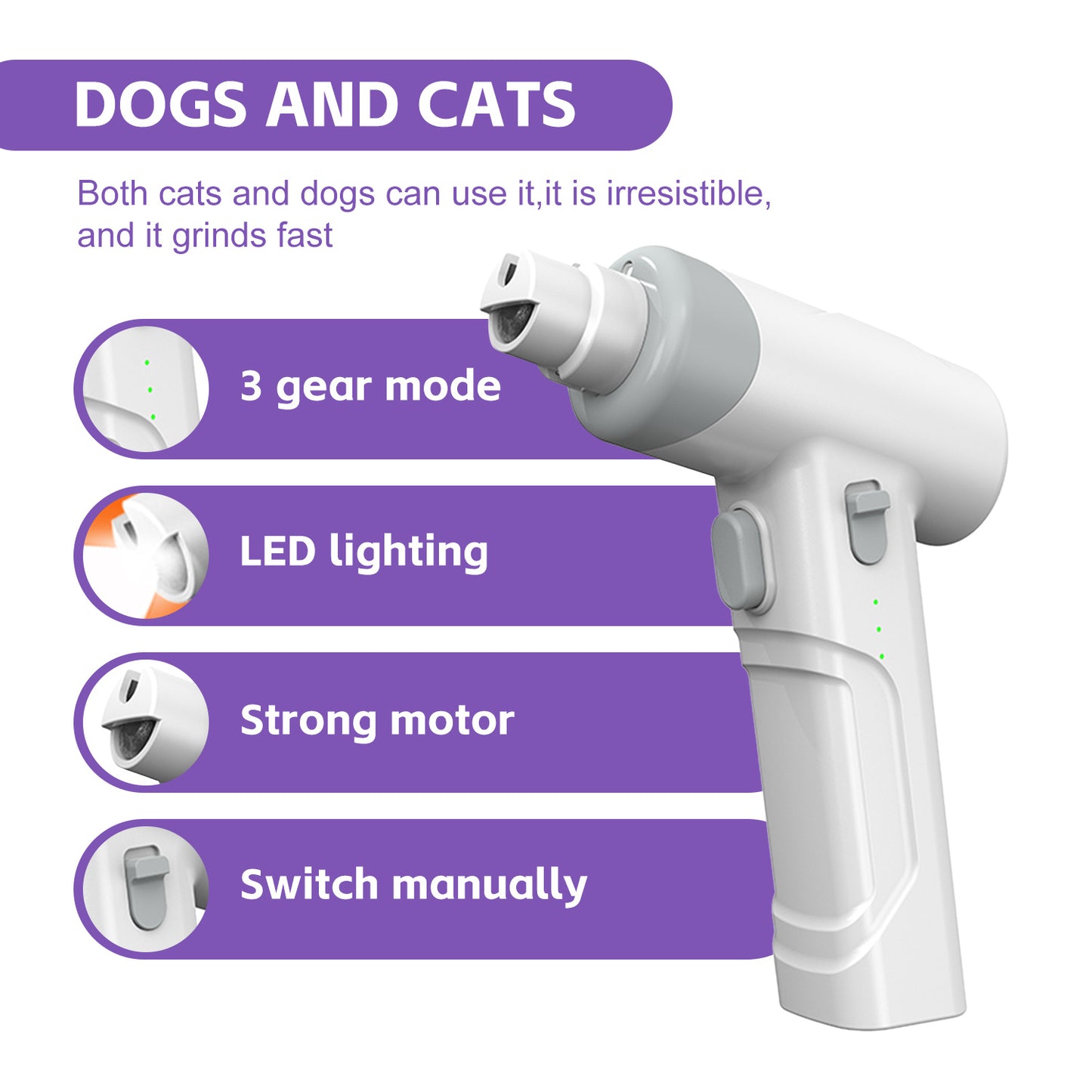 USB Rechargeable Pet Nail Clippers – LED Light Cat & Dog Trimmers