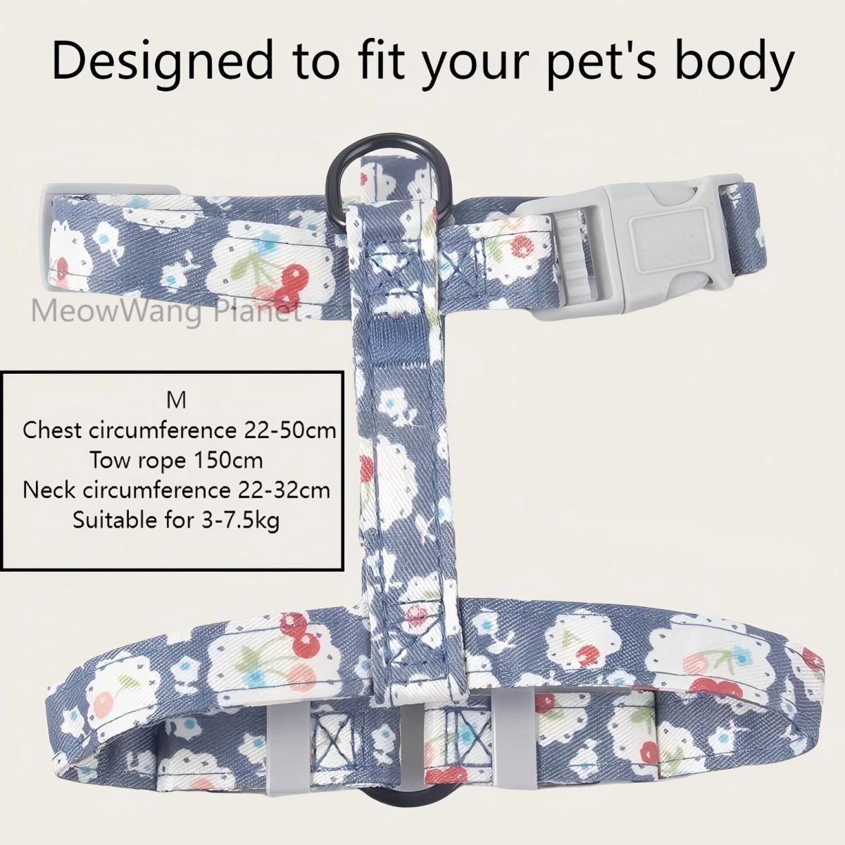 Japanese-Style Adjustable Pet Harness & Leash Set – Cats & Small Dogs