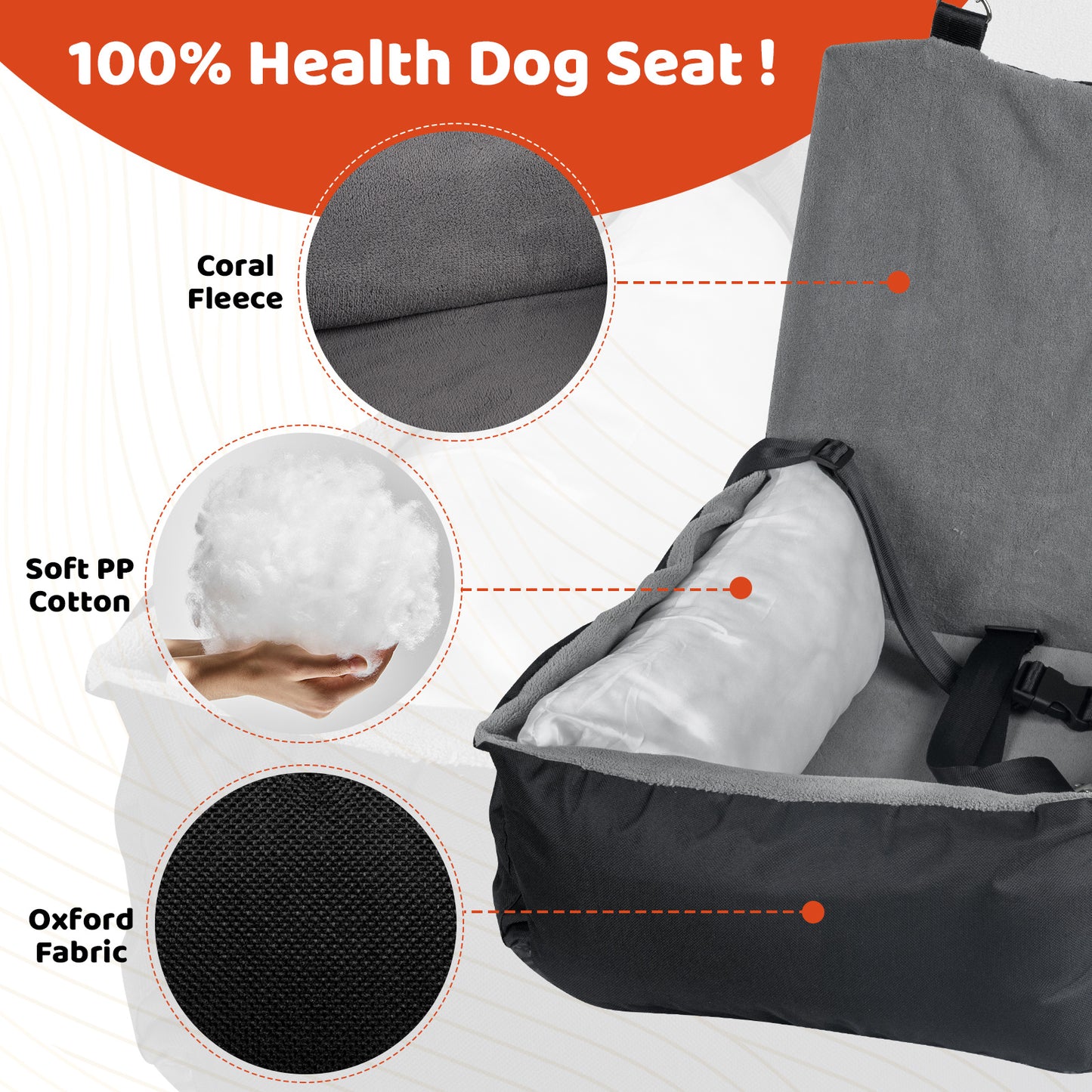 Dog Car Seat – Booster with Storage & Safety Leash