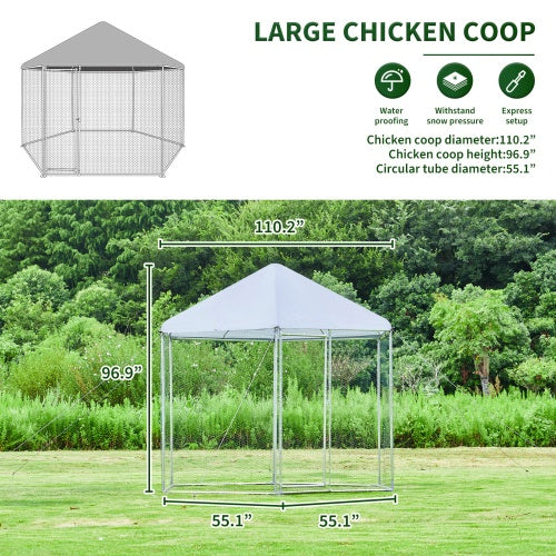 Large Metal Chicken Coop Hexagonal