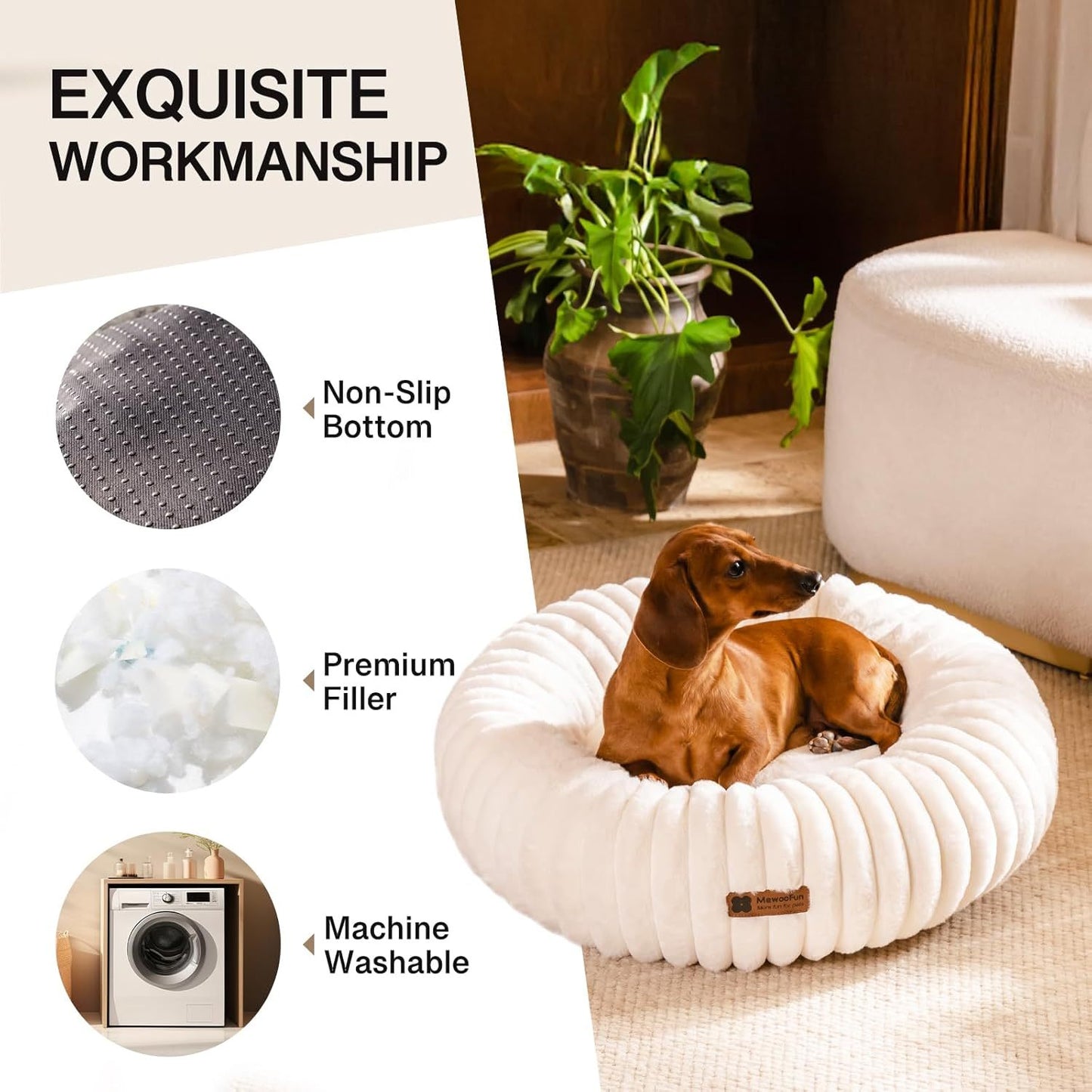 MEWOOFUN Donut Dog Bed for Small Dogs