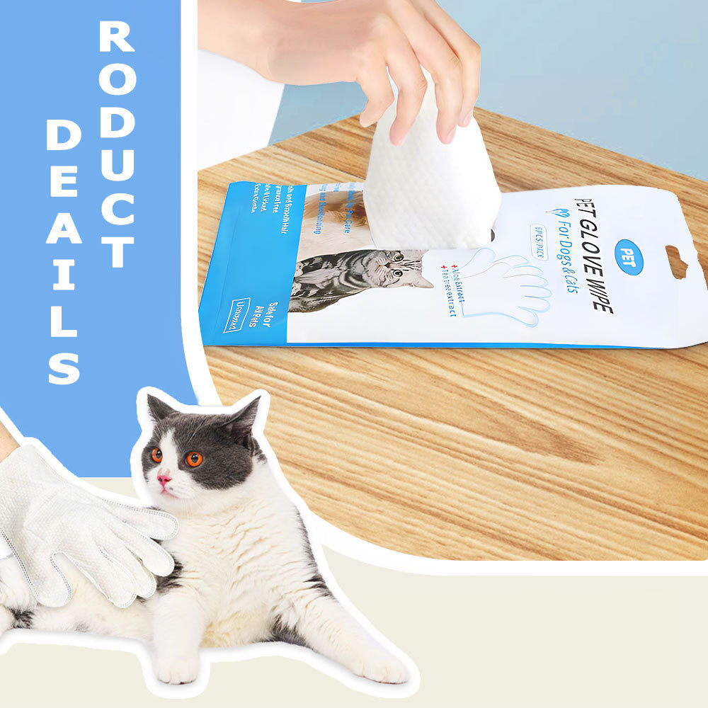 Pet Cleaning Gloves Wipes for Dogs & Cats – 6PCS Daily Care Wipes