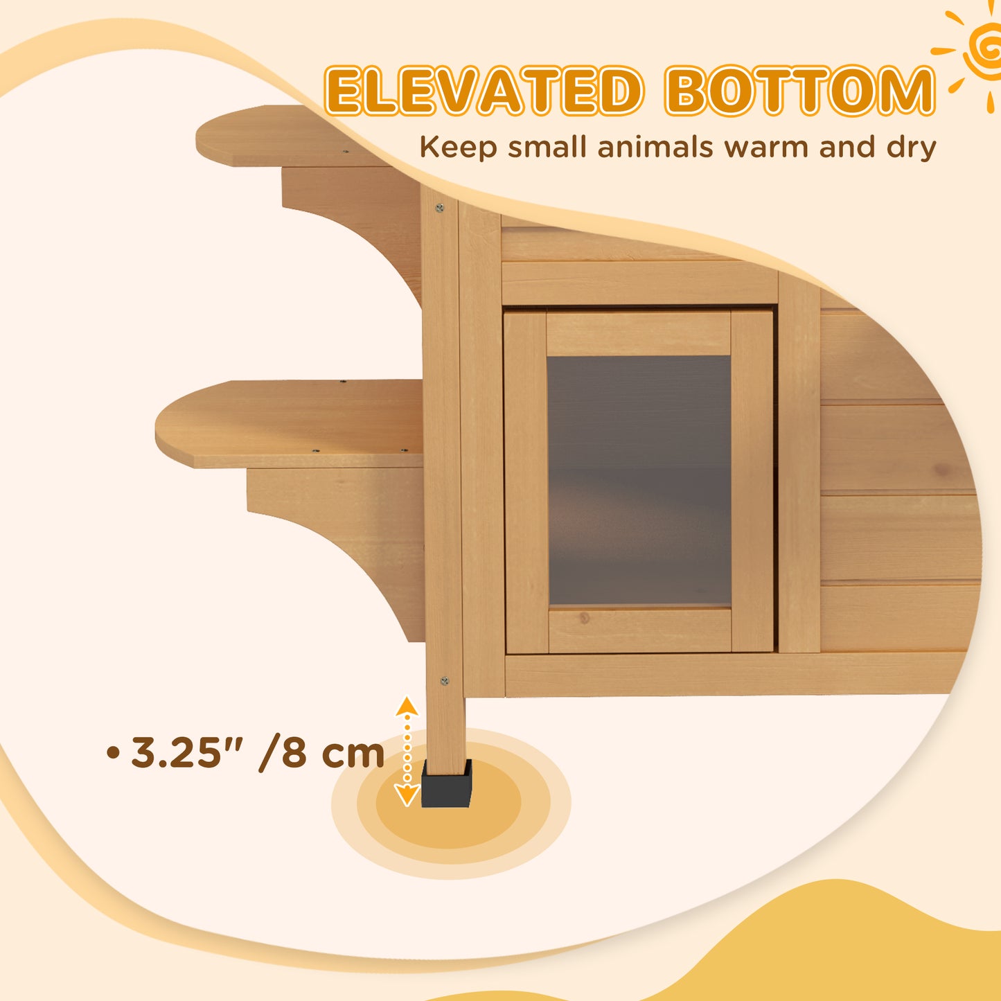 2-Story Outdoor Wooden Cat House with Escape Door & Roof