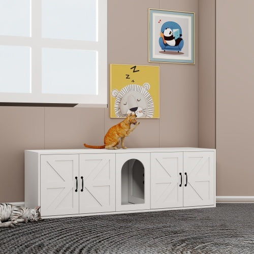 Wooden Cat Litter Box Furniture With Cat Door